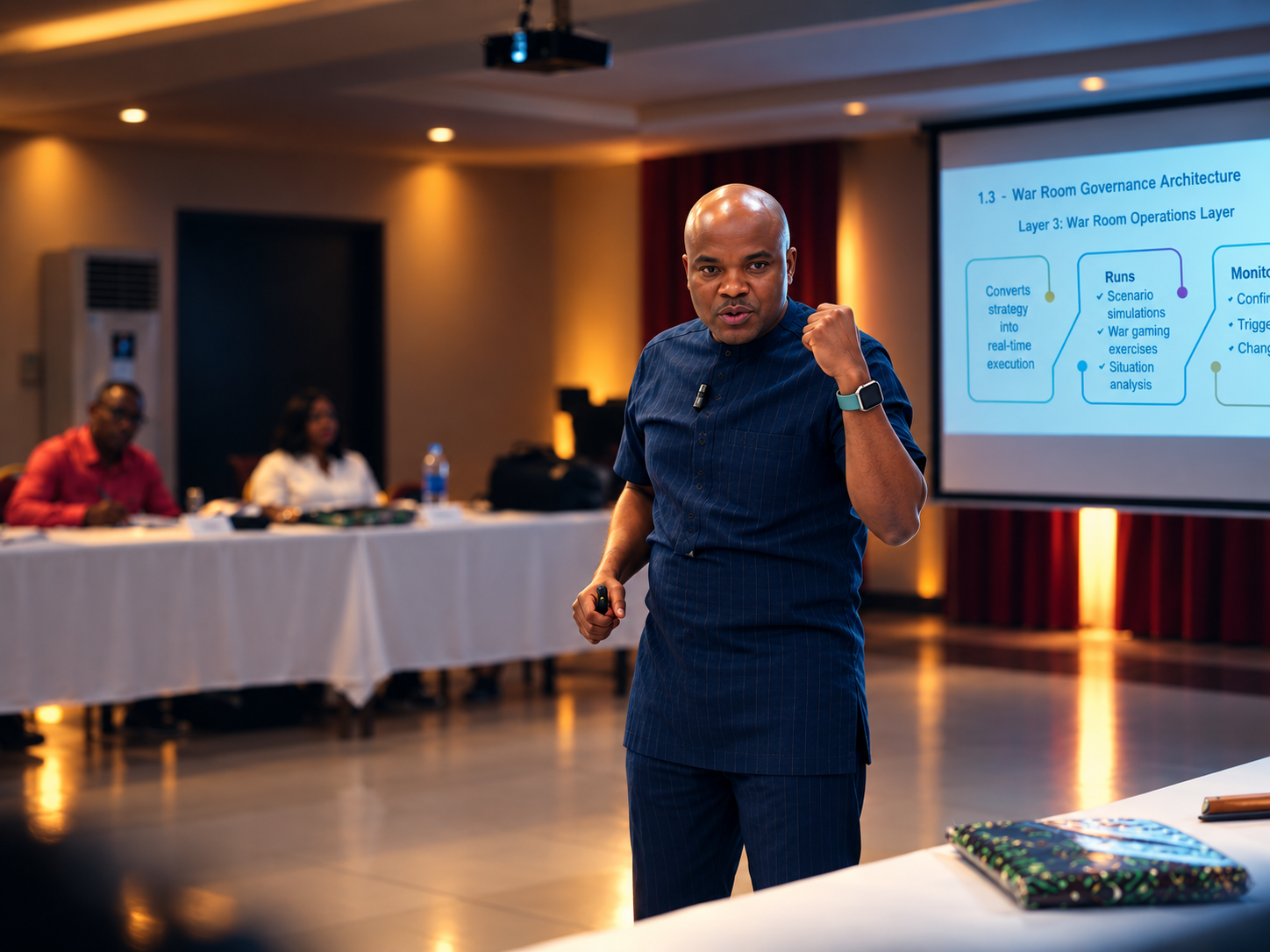 War-gaming in session — translating strategy into real-time executive decisions.