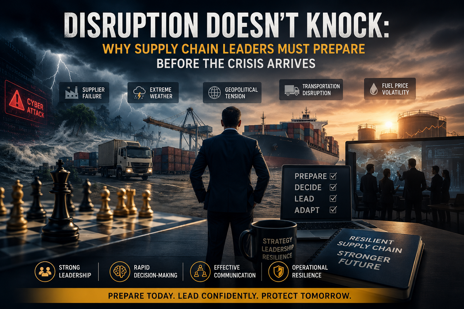 Disruption Doesn’t Knock: Why Supply Chain Leaders Must Prepare Before the Crisis Arrives  For years, supply chain success was measured by one thing: efficiency.  Organizations focused on reducing costs, shortening lead times, optimizing inventory, and st